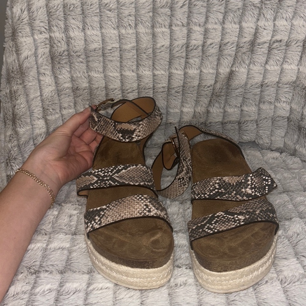 Snakeprint Platform Sandals